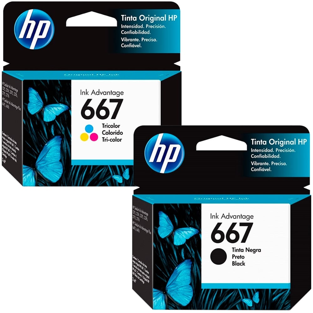 Mực in: HP 667 Tri-color - HP 667 Black