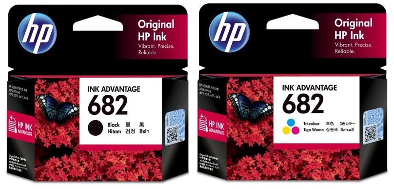 Mực in: HP 682 Tri-color - HP 682 Black
